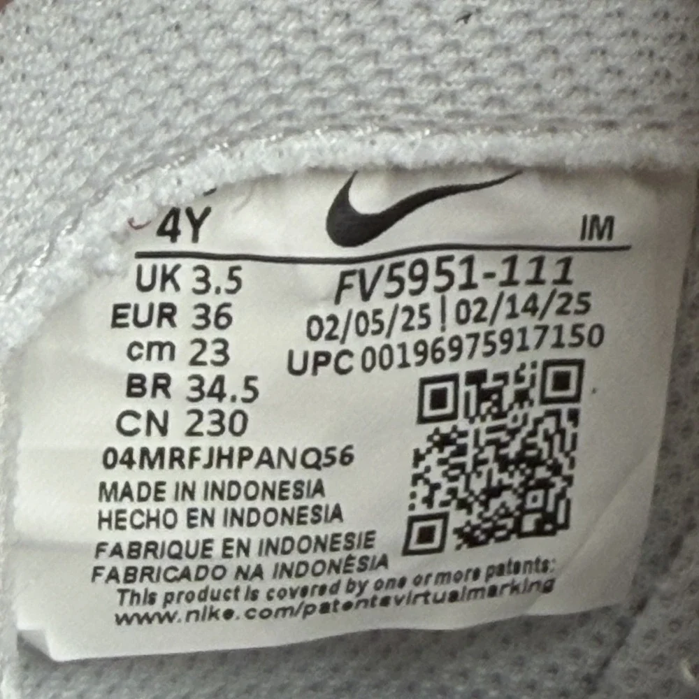 Nike Air Force 1 Low Triple White FV5951-111 Size 4Y No Box